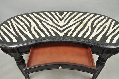 Seven Seas by Hooker Furniture Zebra Tessellated Stone Kidney Shaped Table Desk