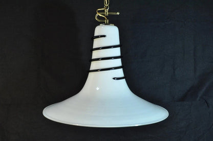 Vintage Mid Century Modern Murano Blown Glass Bell Pendant Chandelier Fixture