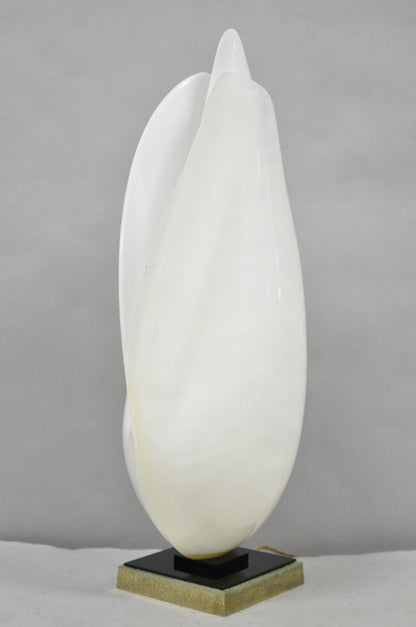 Vintage Roger Rougier White Acrylic Clam Shell Mid Century Modern Table Lamp