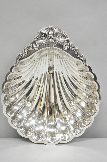 Vintage FB Rogers Silver Plated Large Clam Shell Serving Dish w / Dolphin