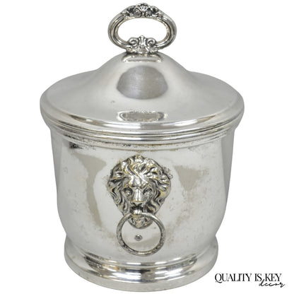 Vintage English Regency Winthrop Silver Plated Lion Handle Covered Ice Bucket