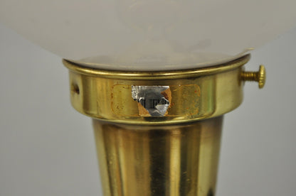 Stiffel Mid Century Modern Blue Crackle Glazed Ceramic Brass Table Lamps