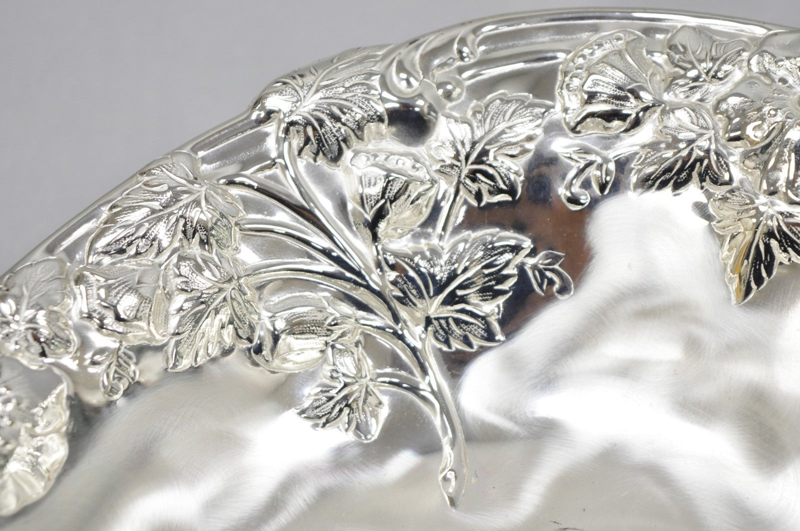 Vintage WMF Germany Ikora Silver Plated Brass Floral Repousse Nut Dish Bowl