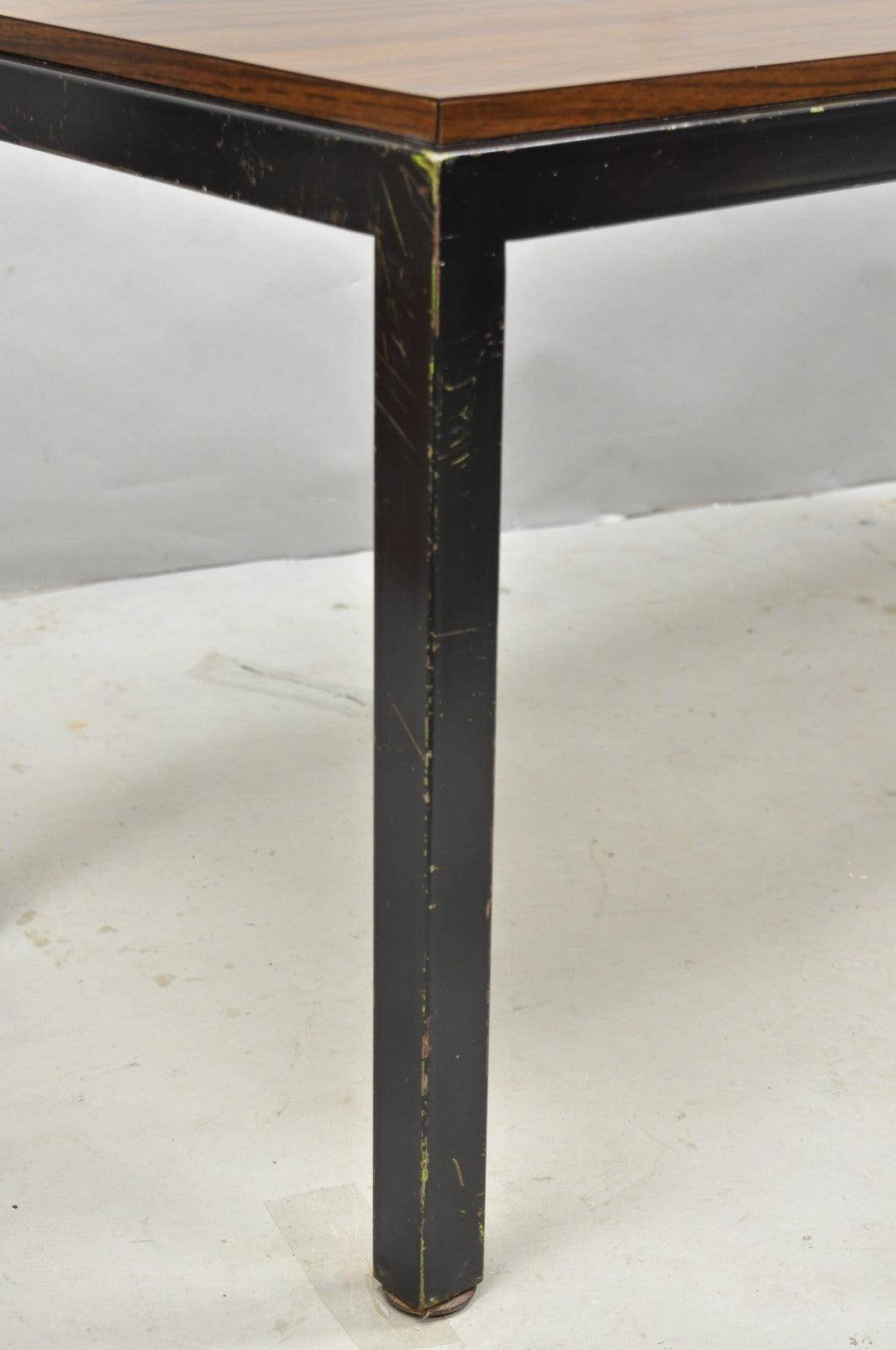 Vintage Mid Century Modern Steel Metal & Faux Rosewood Laminate Coffee Table