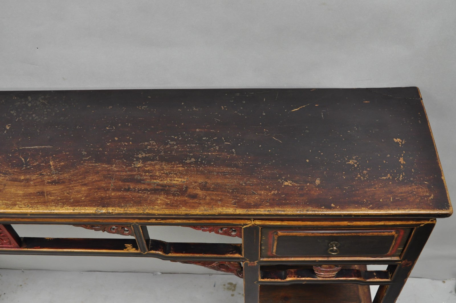 Antique Chinese Carved Hardwood Altar Console Table Sideboard Buffet w/ Drawers