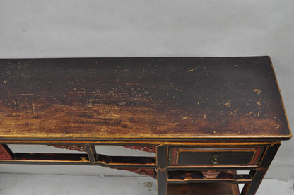 Antique Chinese Carved Hardwood Altar Console Table Sideboard Buffet w/ Drawers