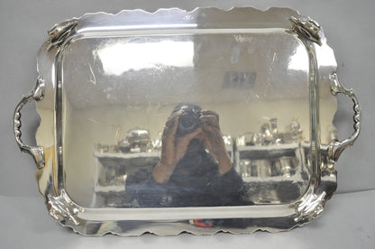 Vintage English Victorian Silver Plated Ornate Footed Serving Platter Bar Tray