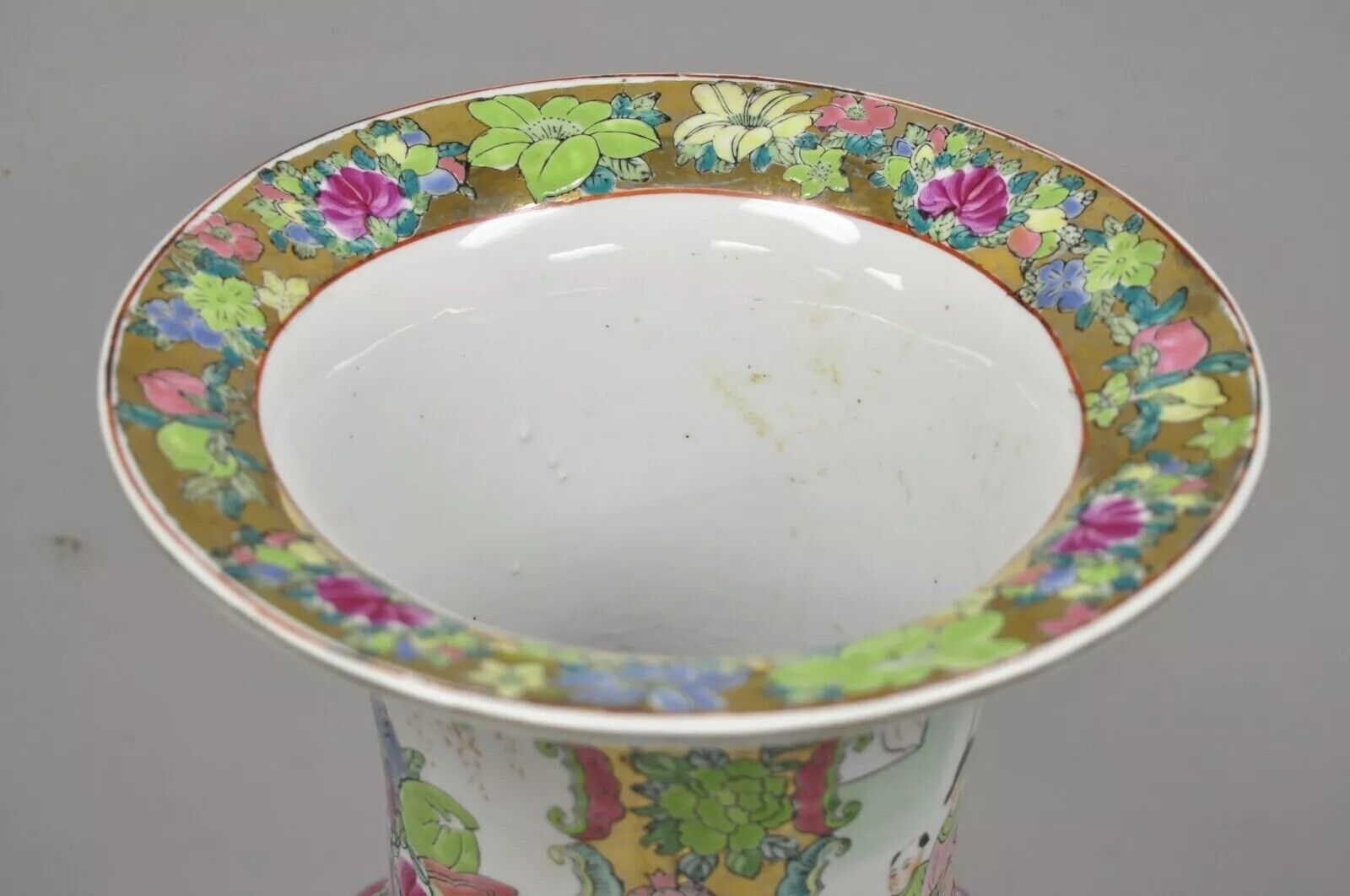 Antique 32" Chinese Famille Rose Porcelain Urn Vase Vessel Temple Jar on Base