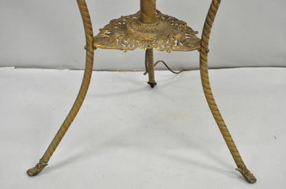 Antique Victorian Ornate Brass Converted Oil Lamp Piano Parlor Table Floor Lamp