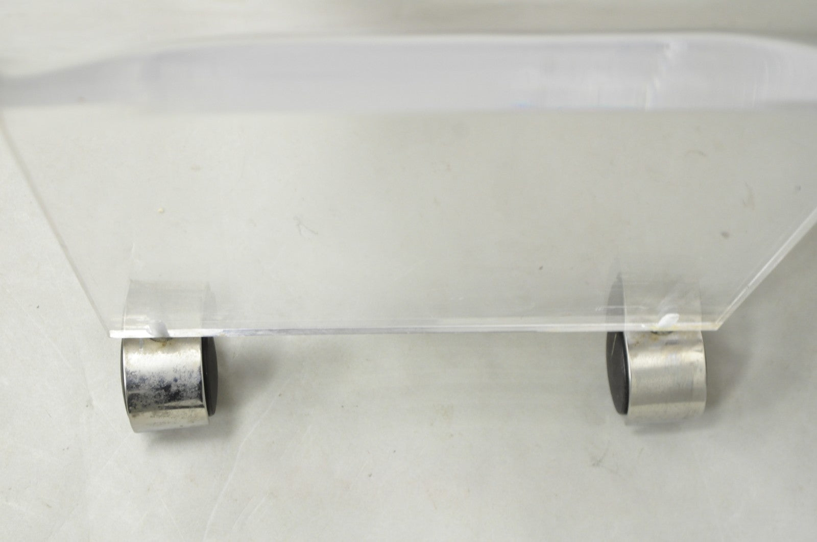 Vintage Mid Century Modern Clear Lucite Waterfall Vanity Bench Stool on Wheels