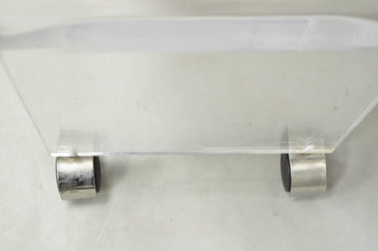 Vintage Mid Century Modern Clear Lucite Waterfall Vanity Bench Stool on Wheels