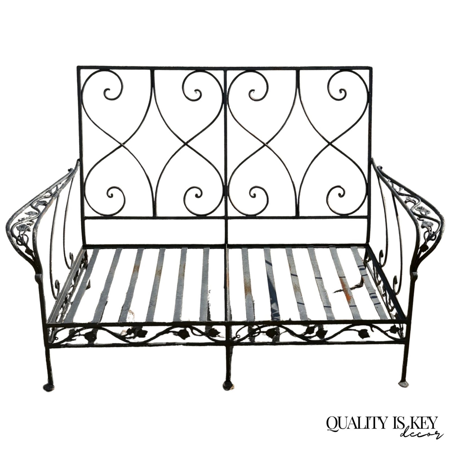 Vintage Salterini Style Wrought Iron Settee Loveseat by Florentine Craft Studio