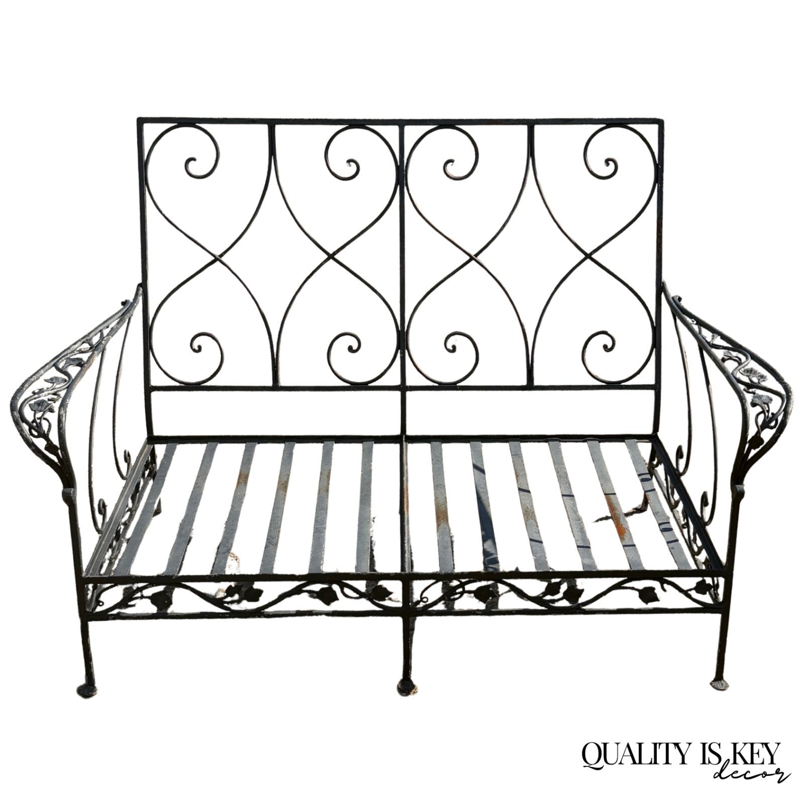 Vintage Salterini Style Wrought Iron Settee Loveseat by Florentine Craft Studio