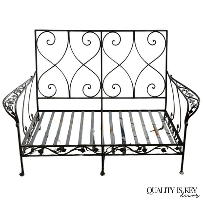 Vintage Salterini Style Wrought Iron Settee Loveseat by Florentine Craft Studio