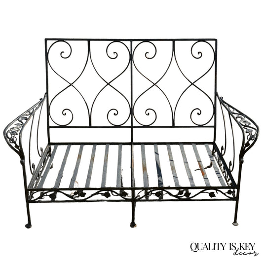 Vintage Salterini Style Wrought Iron Settee Loveseat by Florentine Craft Studio