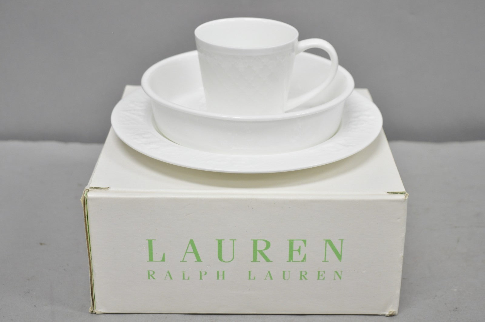 Lauren Ralph Lauren "Mackenzie Quilt" 3 Pc Bone China Children's "ABC" Dish Set