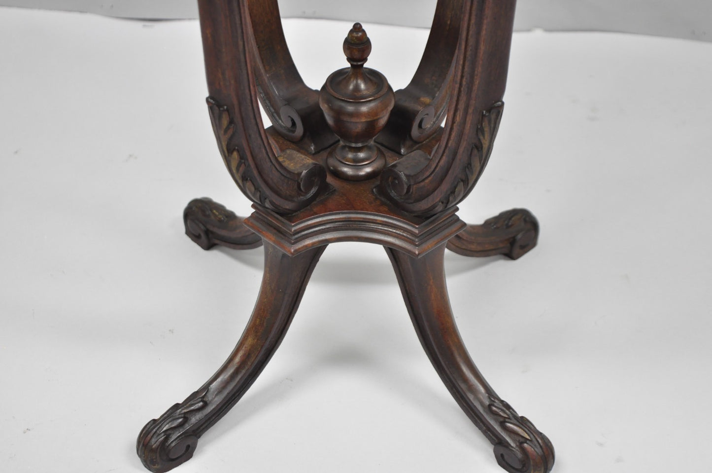 Antique French Louis XV Style Burl Walnut Small Pedestal Base Accent Side Table