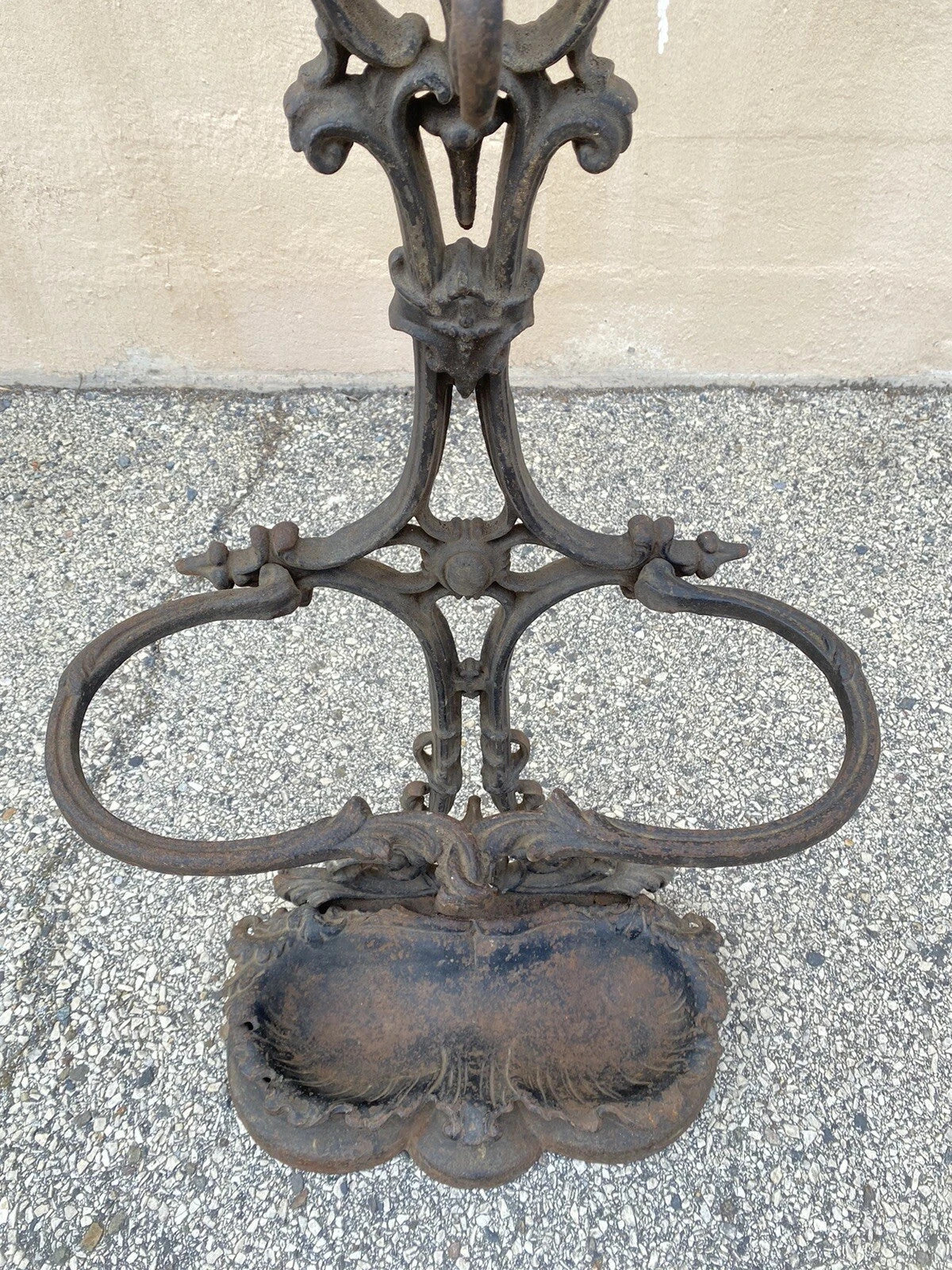 Antique Victorian 19th Century Cast Iron Rococo Hall Tree Coat /Umbrella Stand