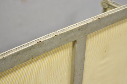 Antique French Louis XVI Style Cream Distress Painted Petite Canape Settee Sofa