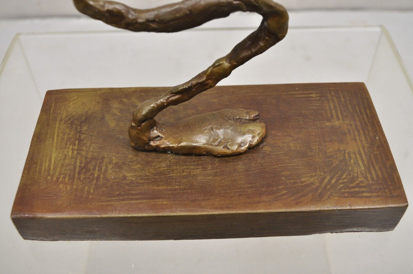 Sheryl C. Benjamin Brutalist Modern Abstract Bronze Serpentine Figure Sculpture