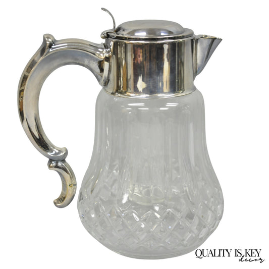 Antique Victorian German Silver Plated Cut Crystal Glass Lemonade Water Pitcher