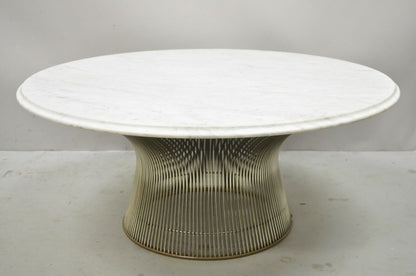Vintage Warren Platner For Knoll Chrome Steel Wire Round Marble Top Coffee Table