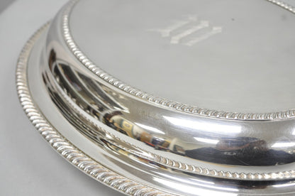 Antique English Regency Silver Plated  Large Covered Serving Dish 'M" Monogram