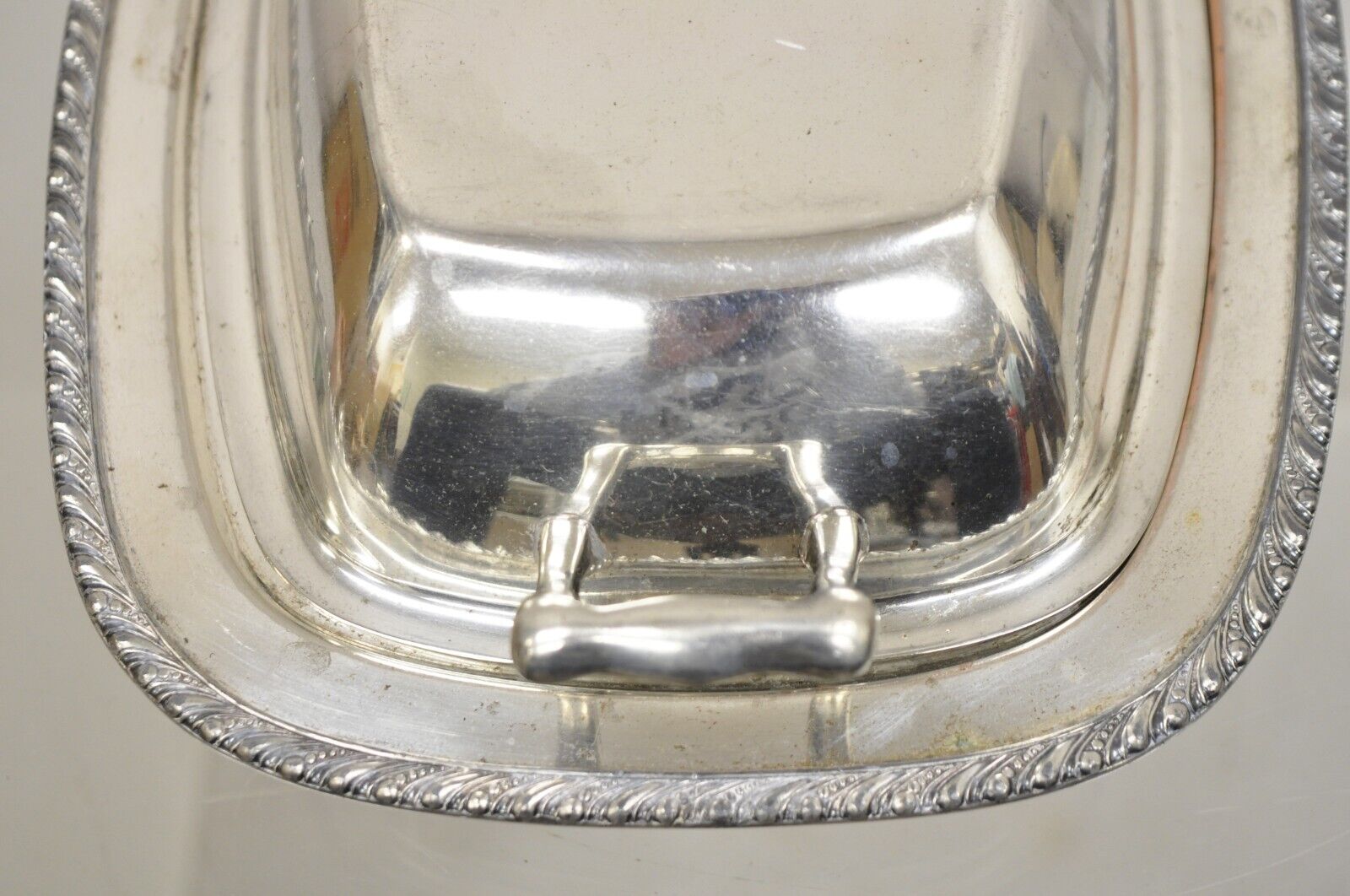 Vintage World Silver on Copper Lidded Vegetable Serving Platter with Handles