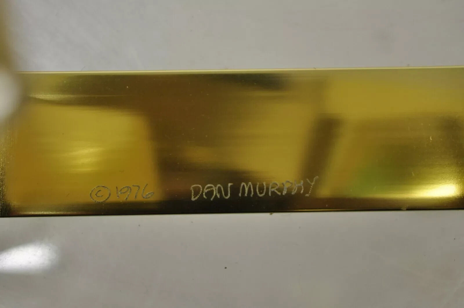 Vintage Dan Murphy 1976 Brass Ribbon Modern Abstract Sculpture on Lucite Base