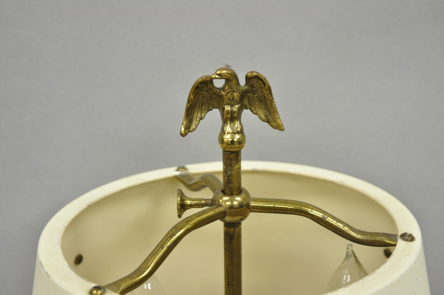Vintage French Empire Federal Style Small Brass Bouillotte Tole Desk Table Lamp
