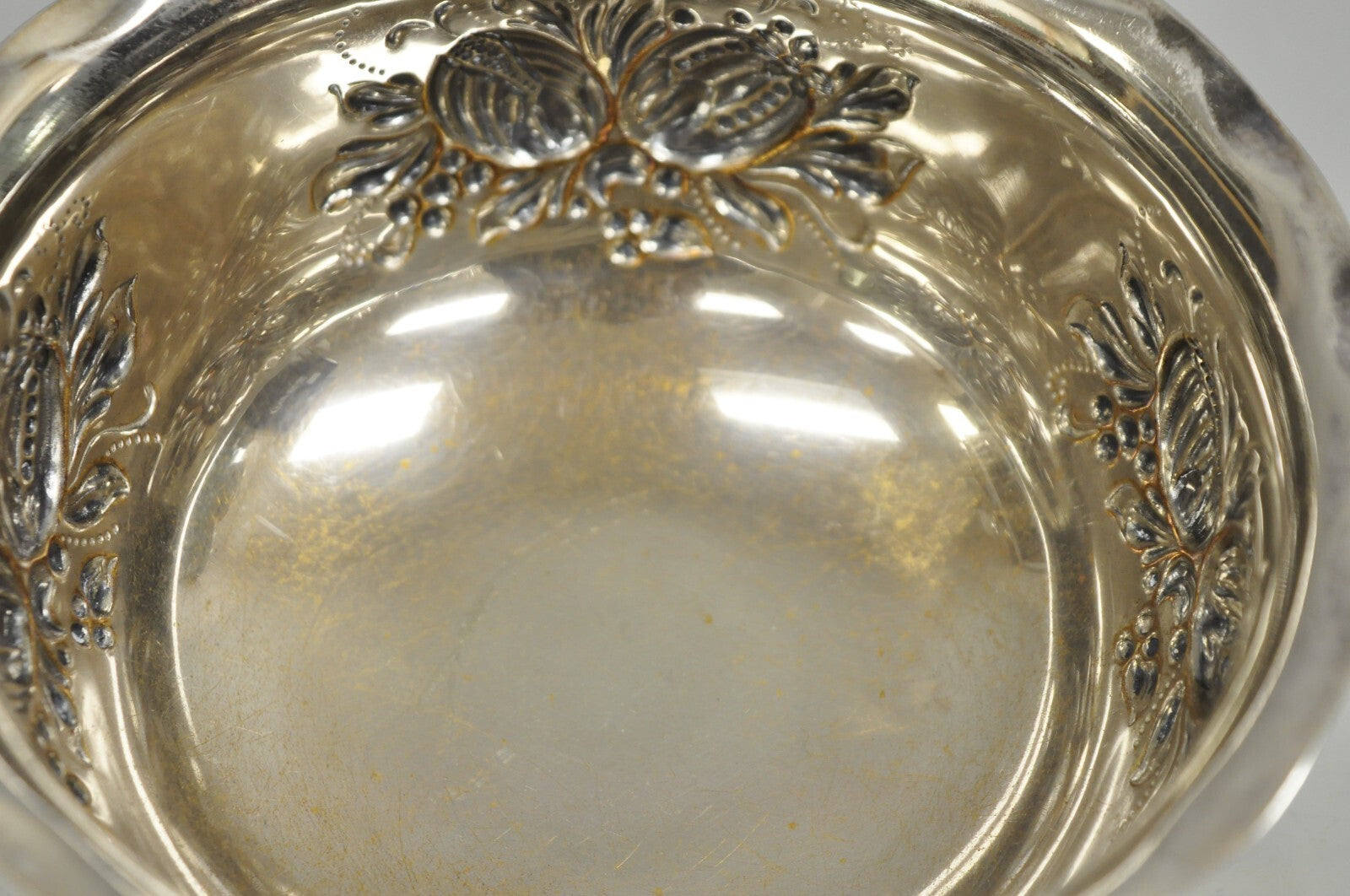 Antique Primans Sweden Silver Plated Repousse Nut Candy Small Bowl Dish
