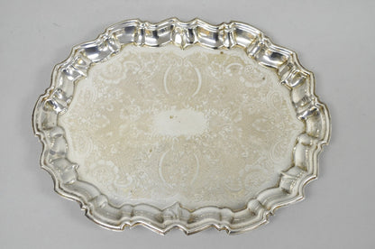 Vintage Kent Silversmiths Scalloped Silver Plated Serving Tray Trinket Dish