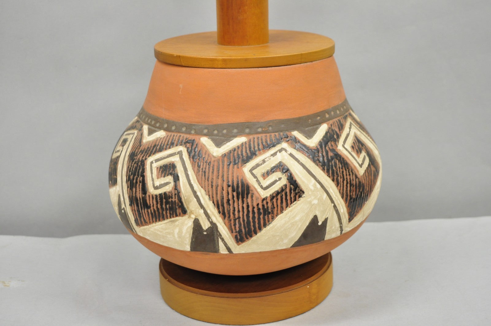 Vintage Southwestern Native American Terracotta Pottery Vase Table Lamp - a Pair