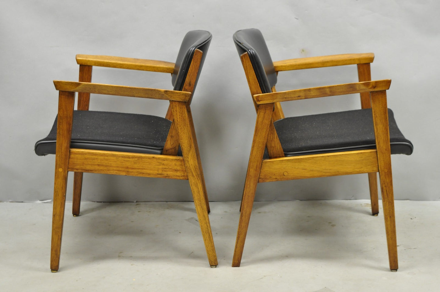 Vintage Boling Chair Co Mid Century Modern Walnut Lounge Arm Chairs (A) - Pair