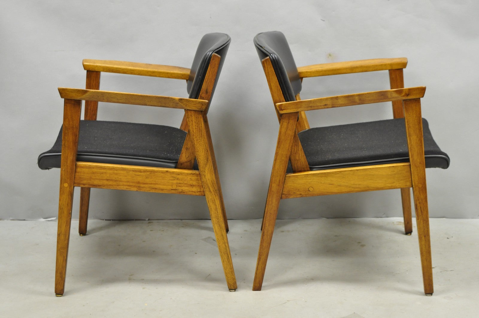 Vintage Boling Chair Co Mid Century Modern Walnut Lounge Arm Chairs (A) - Pair