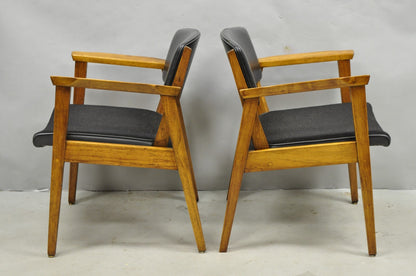 Vintage Boling Chair Co Mid Century Modern Walnut Lounge Arm Chairs (A) - Pair