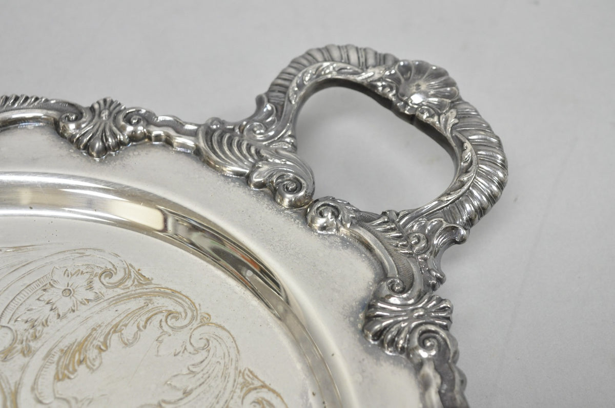 Vintage Sheffield Victorian Silver Plated Oval Platter Tray 25th Anniversary