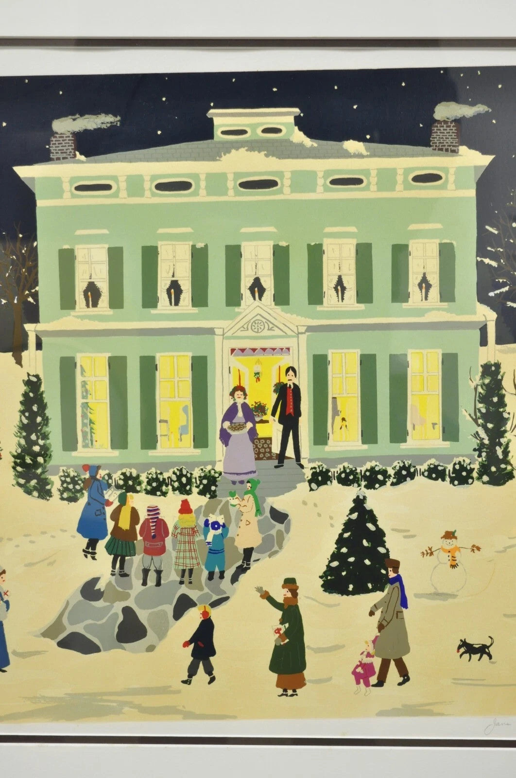 Jane Currie Clark "Christmas Carolers" Signed Art Serigraph Print Picture