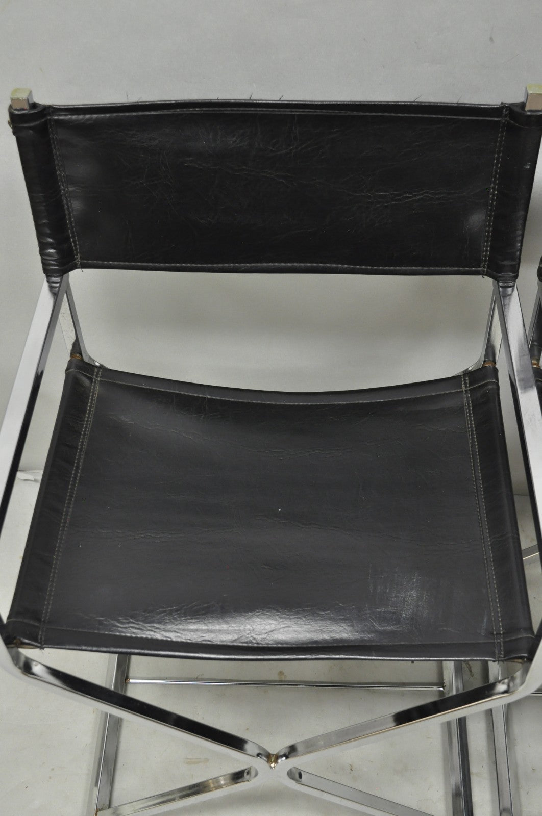 Vintage Daystrom Mid Century Modern Chrome & Naugahyde Directors Chairs - Pair