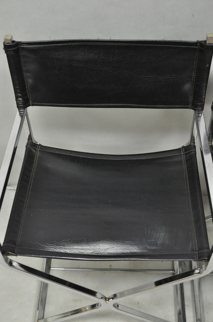 Vintage Daystrom Mid Century Modern Chrome & Naugahyde Directors Chairs - Pair