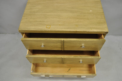 Vintage Mid Century Modern Blonde Wood 3 Drawer Dresser Commode Chest Nightstand