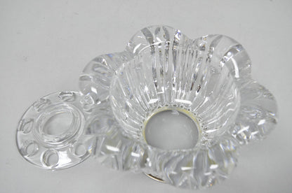Vintage French Mid Century Modern Crystal Glass Flower Frog Flower Holder Vase