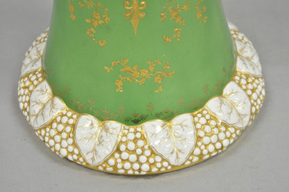 Antique Victorian Green Austrian Porcelain Hand Painted Flower French Table Lamp