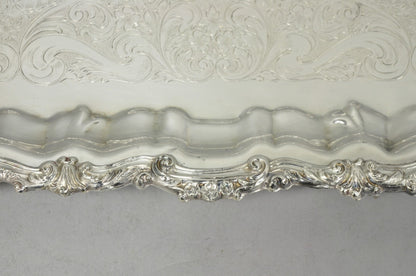 Vintage Sheridan English Victorian Silver Plated Footed Serving Platter Bar Tray