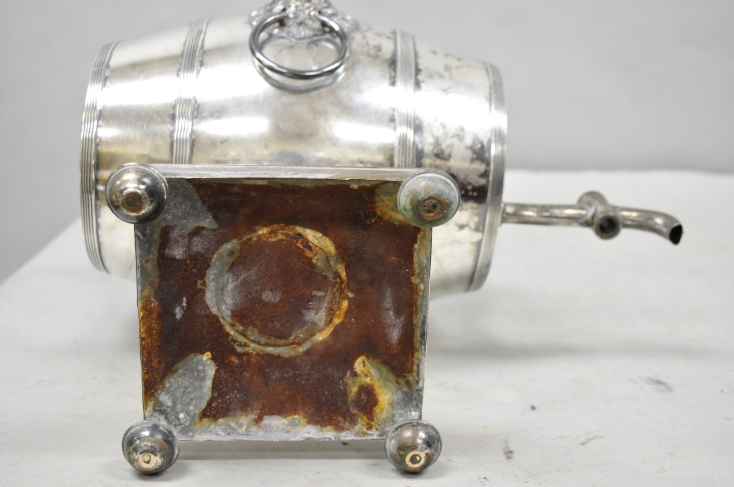 Antique English Regency Silver Plated "Whiskey Barrel" Samovar w/ Lions by B&W