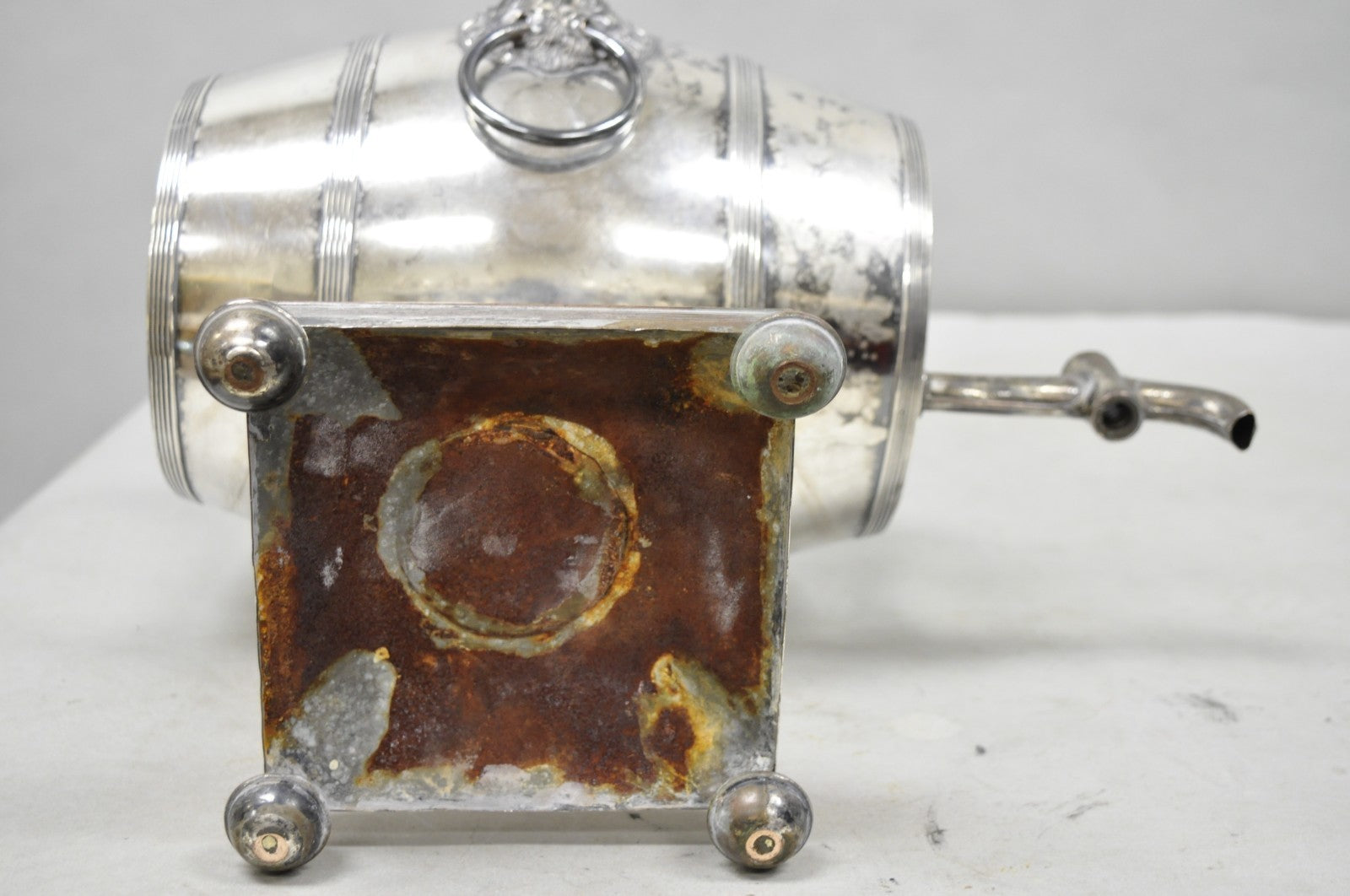 Antique English Regency Silver Plated "Whiskey Barrel" Samovar w/ Lions by B&W