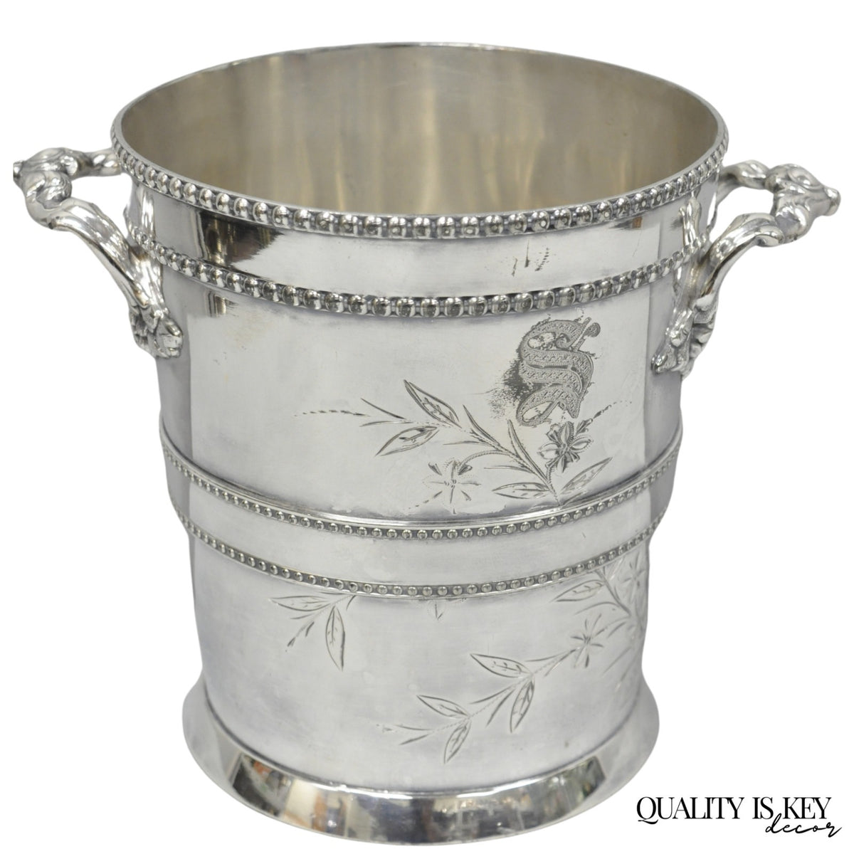 Victorian Henry Hicks Silver Plated S Monogram Champagne Chiller Wine Ice Bucket