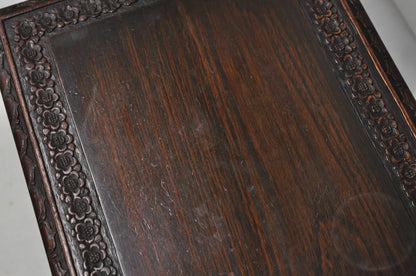 Antique Chinese Carved Rosewood Figural Nesting Side Tables w/ Drawer - 4 Pcs