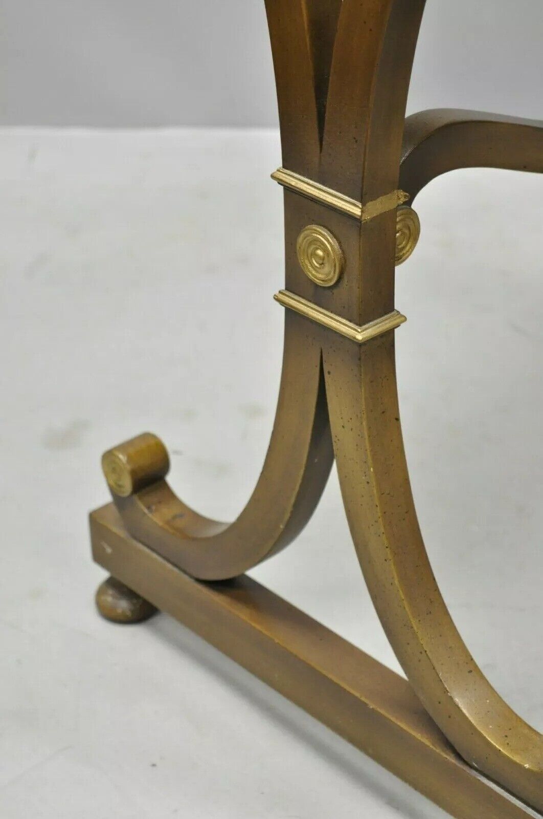 Vintage J. Zonon Regency Style X-Frame Mahogany Side Lamp Tables - a Pair