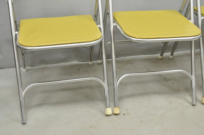 Vintage Mid Century Modern Aluminum Folding Dining Chairs by Airlite - Set of 4